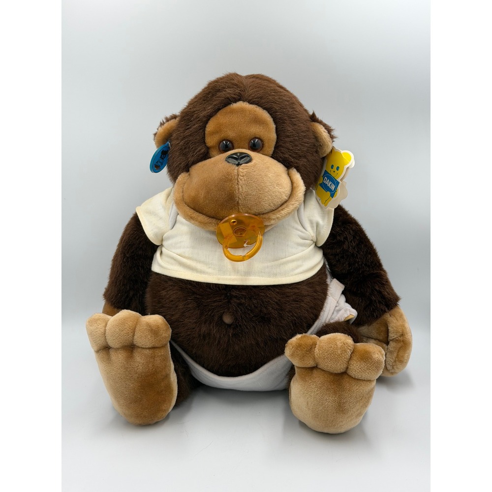 Vintage Dakin Baby Hugo Gorilla Plush Pacifier Diaper Shirt Tags 1985